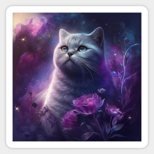 Purple Elegance British Shorthair Sticker